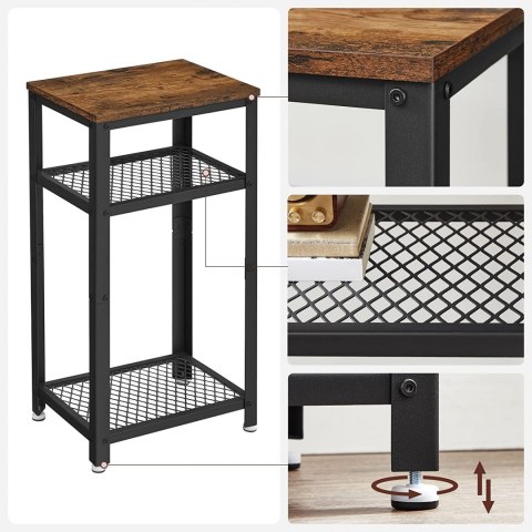 STOLIK Z PÓŁKĄ LOFT, CZARNY METAL, DO SALONU, ORZECH, CIEMNY BRĄZOWY, 40 cm STOLIK Z PÓŁKĄ LOFT, CZARNY METAL, DO SALONU, ORZECH, CIEMNY BRĄZOWY, 40 cm