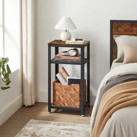 STOLIK Z PÓŁKĄ LOFT, CZARNY METAL, DO SALONU, ORZECH, CIEMNY BRĄZOWY, 40 cm STOLIK Z PÓŁKĄ LOFT, CZARNY METAL, DO SALONU, ORZECH, CIEMNY BRĄZOWY, 40 cm