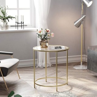 STOLIK KAWOWY BELLISSIMA, ŁAWA, ZŁOTY, SZKLANY, DO SALONU, LOFT, STÓŁ