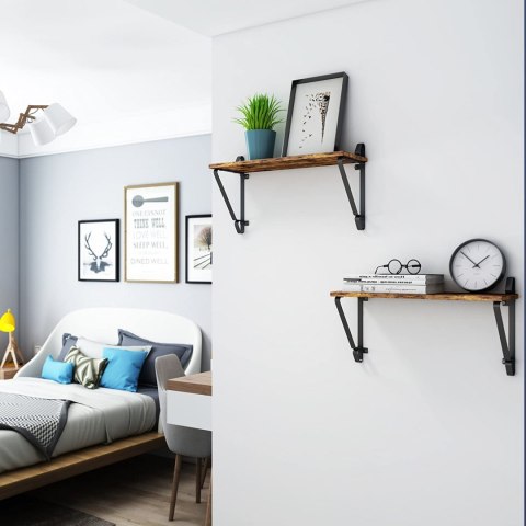 ZESTAW - 2x PÓŁKA WISZĄCA DO POKOJU, CZARNA, METALOWA, LOFT, ORZECH, 70 CM ZESTAW - 2x PÓŁKA WISZĄCA DO POKOJU, CZARNA, METALOWA, LOFT, ORZECH, 70 CM