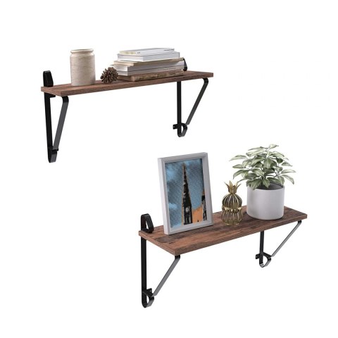 ZESTAW - 2x PÓŁKA WISZĄCA DO POKOJU, CZARNA, METALOWA, LOFT, ORZECH, 70 CM ZESTAW - 2x PÓŁKA WISZĄCA DO POKOJU, CZARNA, METALOWA, LOFT, ORZECH, 70 CM