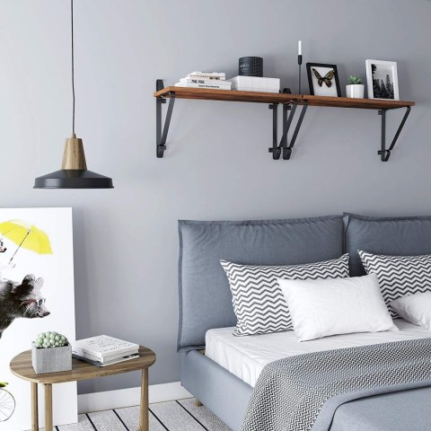ZESTAW - 2x PÓŁKA WISZĄCA DO POKOJU, CZARNA, METALOWA, LOFT, ORZECH, 70 CM ZESTAW - 2x PÓŁKA WISZĄCA DO POKOJU, CZARNA, METALOWA, LOFT, ORZECH, 70 CM