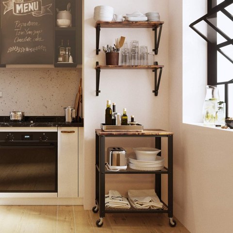 ZESTAW - 2x PÓŁKA WISZĄCA DO POKOJU, CZARNA, METALOWA, LOFT, ORZECH, 70 CM ZESTAW - 2x PÓŁKA WISZĄCA DO POKOJU, CZARNA, METALOWA, LOFT, ORZECH, 70 CM