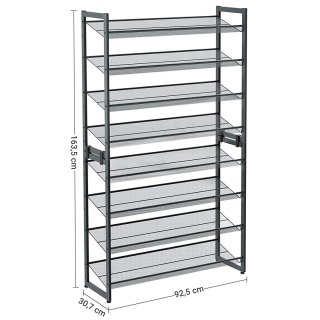 METALOWA SZAFKA NA BUTY, SZARA, 8 PÓŁEK, 92 cm, DO PRZEDPOKOJU, WYSOKA