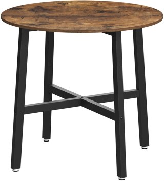 OKRĄGŁY STÓŁ LOFT, DO JADALNI, CZARNY METAL, ORZECH, CIEMNY BRĄZOWY, 80 cm