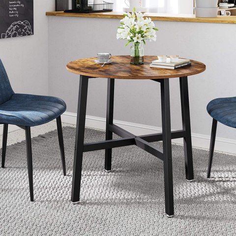 OKRĄGŁY STÓŁ LOFT, DO JADALNI, CZARNY METAL, ORZECH, CIEMNY BRĄZOWY, 80 cm OKRĄGŁY STÓŁ LOFT, DO JADALNI, CZARNY METAL, ORZECH, CIEMNY BRĄZOWY, 80 cm