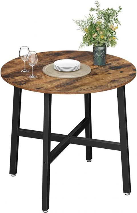 OKRĄGŁY STÓŁ LOFT, DO JADALNI, CZARNY METAL, ORZECH, CIEMNY BRĄZOWY, 80 cm OKRĄGŁY STÓŁ LOFT, DO JADALNI, CZARNY METAL, ORZECH, CIEMNY BRĄZOWY, 80 cm
