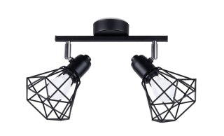 PLAFON NEXUS CZARNY LOFT, LAMPA SUFITOWA 2xE14, STALOWA, DO SALONU
