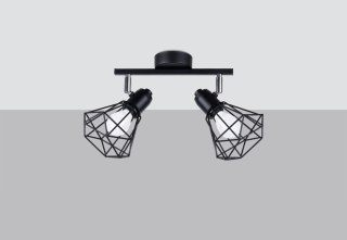 PLAFON NEXUS CZARNY LOFT, LAMPA SUFITOWA 2xE14, STALOWA, DO SALONU