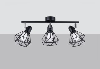 PLAFON SUFITOWY NEXUS CZARNY, LOFT, INDUSTRIALNY, LAMPA 3xE14, DO SALONU
