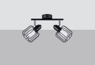 PLAFON SUFITOWY CZARNY LOFT 2XE14 STRATOS, LAMPA DRUCIANA, STAL, DO SALONU