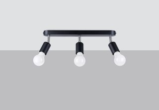 PLAFON SUFITOWY CZARNY CLARUS, LAMPA 3x E27, STAL, LOFT, DO SALONU