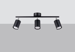 PLAFON CZARNY CLARUS, LAMPA SUFITOWA 3xGU10, LOFT, STALOWY, NOWOCZESNY