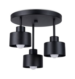 PLAFON LAMPA SUFITOWA MODERNA, CZARNY MAT, 3xE27, LOFT, STAL, DO SALONU