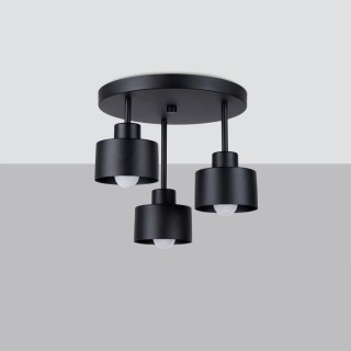 PLAFON LAMPA SUFITOWA MODERNA, CZARNY MAT, 3xE27, LOFT, STAL, DO SALONU