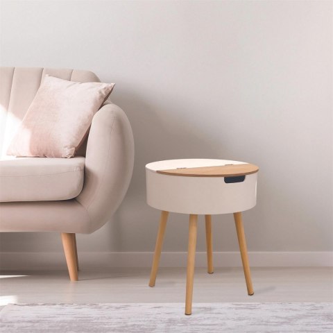 MAŁY STOLIK Z OTWIERANYM BLATEM, BIAŁY, DREWNO, OKRĄGŁY, 45 CM, DO SALONU MAŁY STOLIK Z OTWIERANYM BLATEM, BIAŁY, DREWNO, OKRĄGŁY, 45 CM, DO SALONU