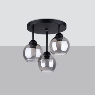 LAMPA SUFITOWA PLAFON ASTRAEA, 3XE27, CZARNY, DYMIONE SZKŁO, LOFT, STAL