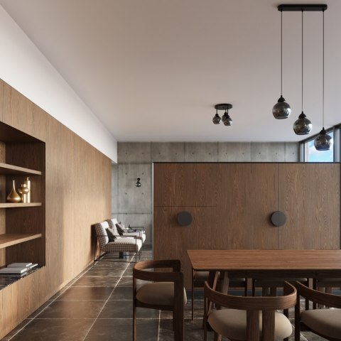 LAMPA SUFITOWA PLAFON ASTRAEA, 3XE27, CZARNY, DYMIONE SZKŁO, LOFT, STAL