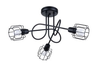 ŻYRANDOL CZARNY FERROKA, LAMPA SUFITOWA LOFT, INDUSTRIALNA, STAL, 3xE14