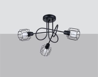 ŻYRANDOL CZARNY FERROKA, LAMPA SUFITOWA LOFT, INDUSTRIALNA, STAL, 3xE14