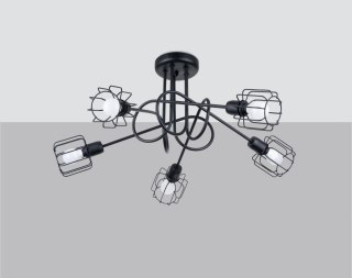 ŻYRANDOL CZARNY FERRAX, LAMPA LOFT, INDUSTRIALNY, STAL, 5X E14, DO SALONU