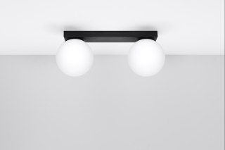 PLAFON LAMPA SUFITOWA AURA, CZARNA, 2XG9, SZKLANE KULE, LOFT, NOWOCZESNA