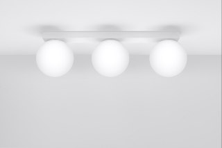PLAFON SUFITOWY AURA, BIAŁY, 3XG9, LAMPA SZKLANE KULE, LOFT, DO SALONU