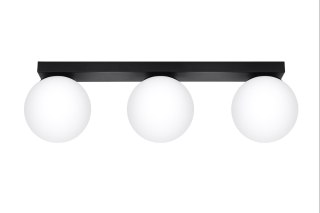 PLAFON AURA CZARNY, LAMPA SUFITOWA 3XG9, SZKLANE KULE, LOFT, NOWOCZESNY