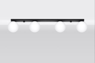 PLAFON AURA CZARNY, LAMPA SUFITOWA, 4XG9, SZKLANE KULE, LOFT, DO SALONU