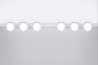 PLAFON AURA BIAŁY, LAMPA SUFITOWA 6XG9, SZKŁO, NOWOCZESNY, SALON, LOFT