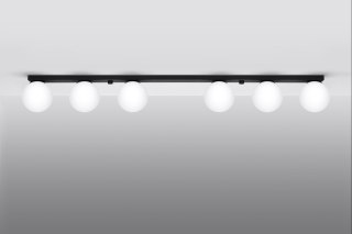 PLAFON LAMPA SUFITOWA AURA CZARNY, 6XG9, KULE, LOFT, SZKŁO, DO SALONU