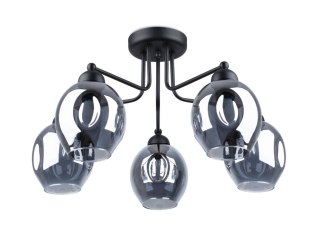 ŻYRANDOL LAMPA WISZĄCA AVANTI, CZARNY, LOFT, SZKLANY, 5XE27, DO SALONU