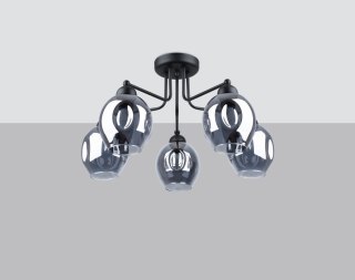 ŻYRANDOL LAMPA WISZĄCA AVANTI, CZARNY, LOFT, SZKLANY, 5XE27, DO SALONU