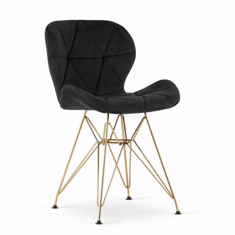 Krzesło NEST - aksamit czarny / nogi złote x 4
