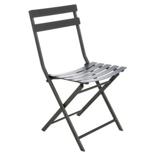 METALOWE SKŁADANE KRZESŁO LOFT, CIEMNE SZARE, DO KUCHNI, NA BALKON, SOLIDNE