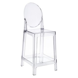 PRZEZROCZYSTY HOKER, STOŁEK BAROWY DO KUCHNI, Z OPARCIEM, NOWOCZESNY, 65 CM