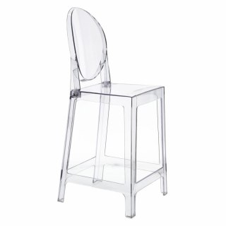 PRZEZROCZYSTY HOKER, STOŁEK BAROWY DO KUCHNI, Z OPARCIEM, NOWOCZESNY, 65 CM