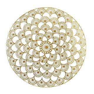 DEKORACJA ŚCIENNA METALOWA MANDALA ARMONIA, ZŁOTA, OKRĄGŁA, AŻUROWA, 70CM