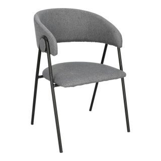 NOWOCZESNE SZARE KRZESŁO LARISA LOFT, CZARNY METAL, DO JADALNI, DO SALONU