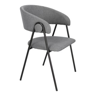 NOWOCZESNE SZARE KRZESŁO LARISA LOFT, CZARNY METAL, DO JADALNI, DO SALONU