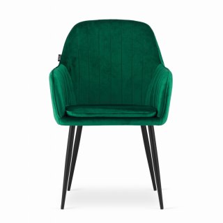 ZIELONE KRZESŁO GLAMOUR, Z PODŁOKIETNIKAMI, TAPICEROWANE, DO JADALNI, SALON