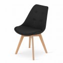 Krzesło NORI - czarny materiał - nogi naturalne x 1