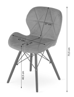 Krzesło LAGO Aksamit - szare / nogi czarne x 1