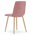 Krzesło KARA - różowy aksamit / nogi kolor drewna x 1