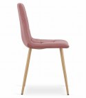 Krzesło KARA - różowy aksamit / nogi kolor drewna x 1