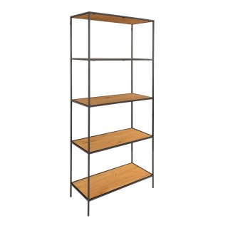 INDUSTRIALNY REGAŁ VITA, CZARNY METAL, DĄB, 5 PÓŁEK, WYSOKI, LOFT, 170 CM