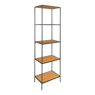 INDUSTRIALNY REGAŁ VITA, CZARNY METAL, DĄB, 5 PÓŁEK, WYSOKI, LOFT, 170 CM