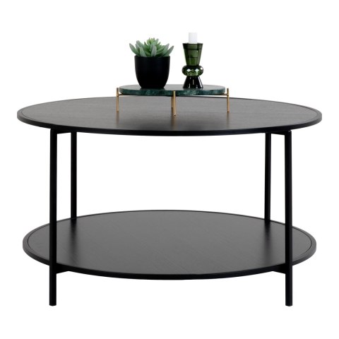 OKRĄGŁY CZARNY STOLIK KAWOWY Z PÓŁKĄ, DO SALONU, METALOWY, LOFT, 80 CM OKRĄGŁY CZARNY STOLIK KAWOWY Z PÓŁKĄ, DO SALONU, METALOWY, LOFT, 80 CM
