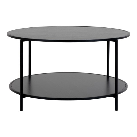 OKRĄGŁY CZARNY STOLIK KAWOWY Z PÓŁKĄ, DO SALONU, METALOWY, LOFT, 80 CM OKRĄGŁY CZARNY STOLIK KAWOWY Z PÓŁKĄ, DO SALONU, METALOWY, LOFT, 80 CM