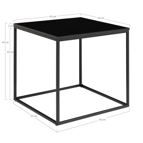 INDUSTRIALNY STOLIK KAWOWY VITA, CZARNY METAL, KWADRATOWY, 45 CM, DO SALONU INDUSTRIALNY STOLIK KAWOWY VITA, CZARNY METAL, KWADRATOWY, 45 CM, DO SALONU